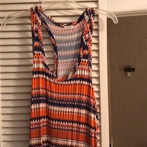 Women’s Blue and Orange J Crew Print Maxidress
